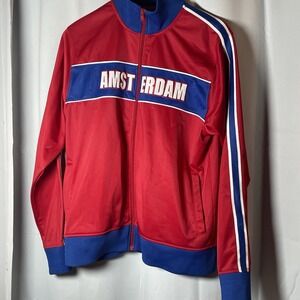 BIG HARE Track Jacket Mens Large Jogging Red Full Zip Up Brazil